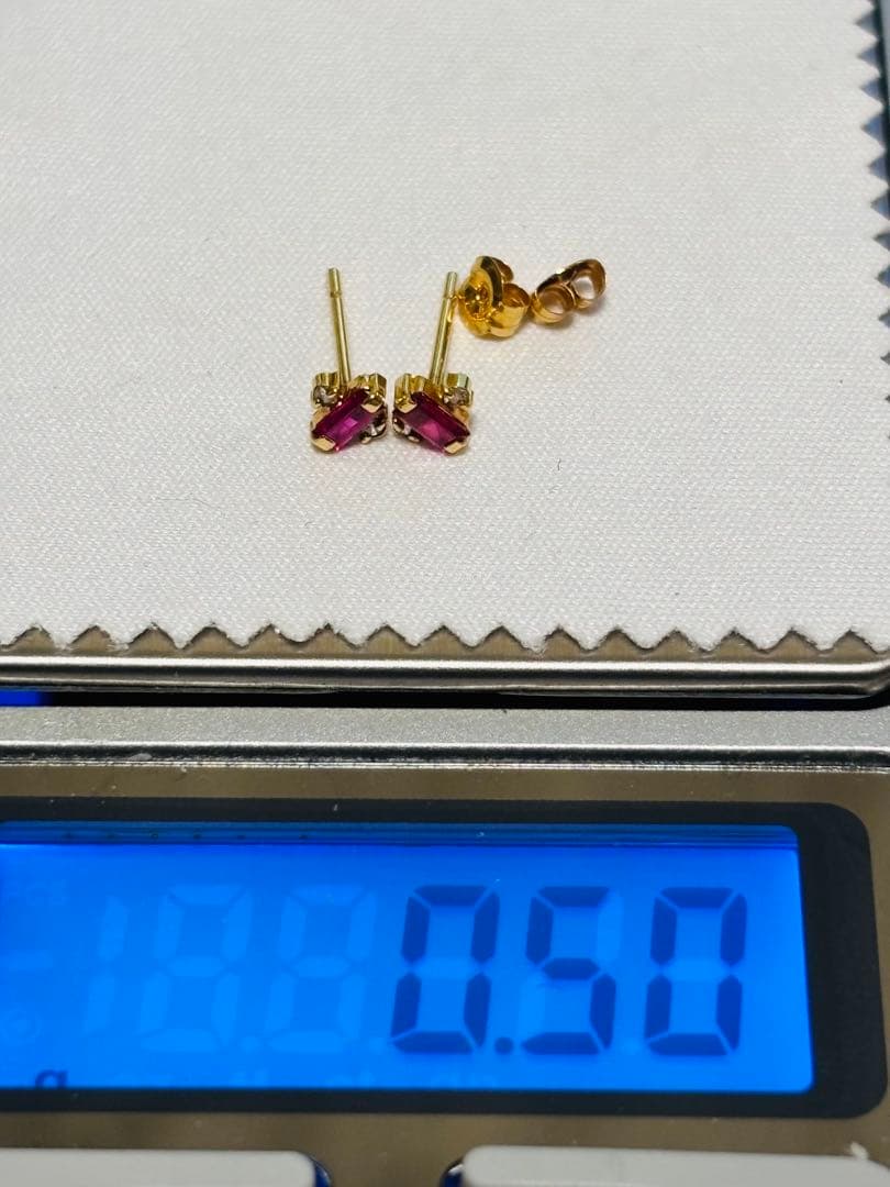 K18 ルビー ダイヤモンド ピアス