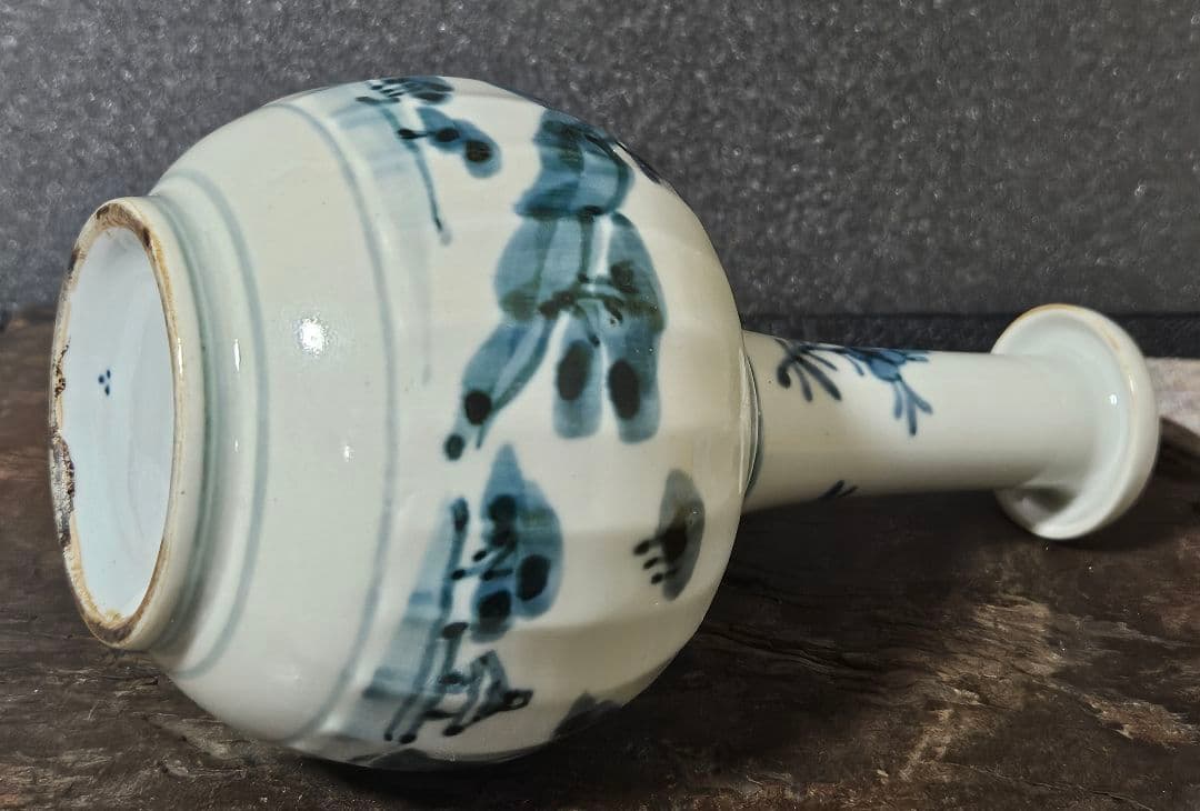 19世紀　欧州アンティーク　オランダ　 デルフト　古伊万里写　山水に花図　乳瓶