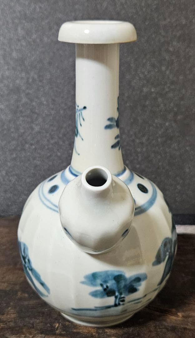 19世紀　欧州アンティーク　オランダ　 デルフト　古伊万里写　山水に花図　乳瓶