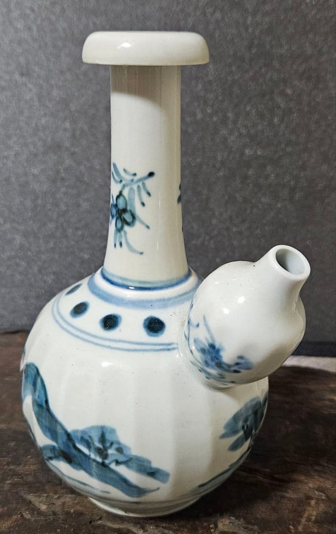 19世紀　欧州アンティーク　オランダ　 デルフト　古伊万里写　山水に花図　乳瓶