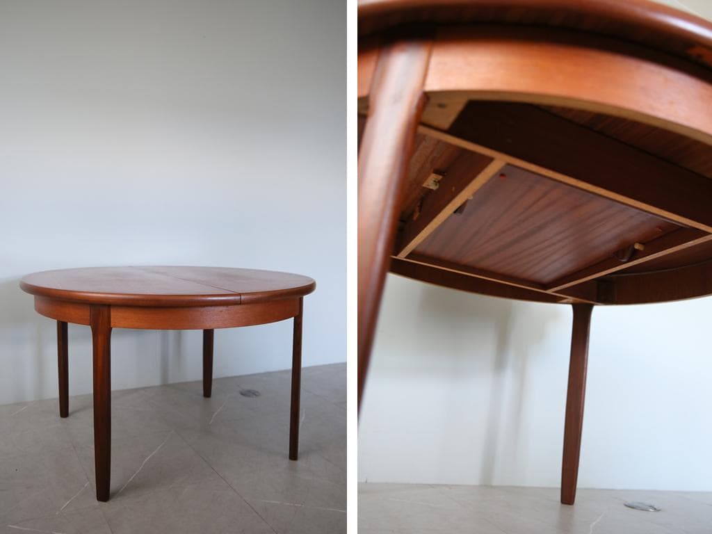 英国アンティーク伸張式ラウンドダイニングテーブル/エクステンション机92-102