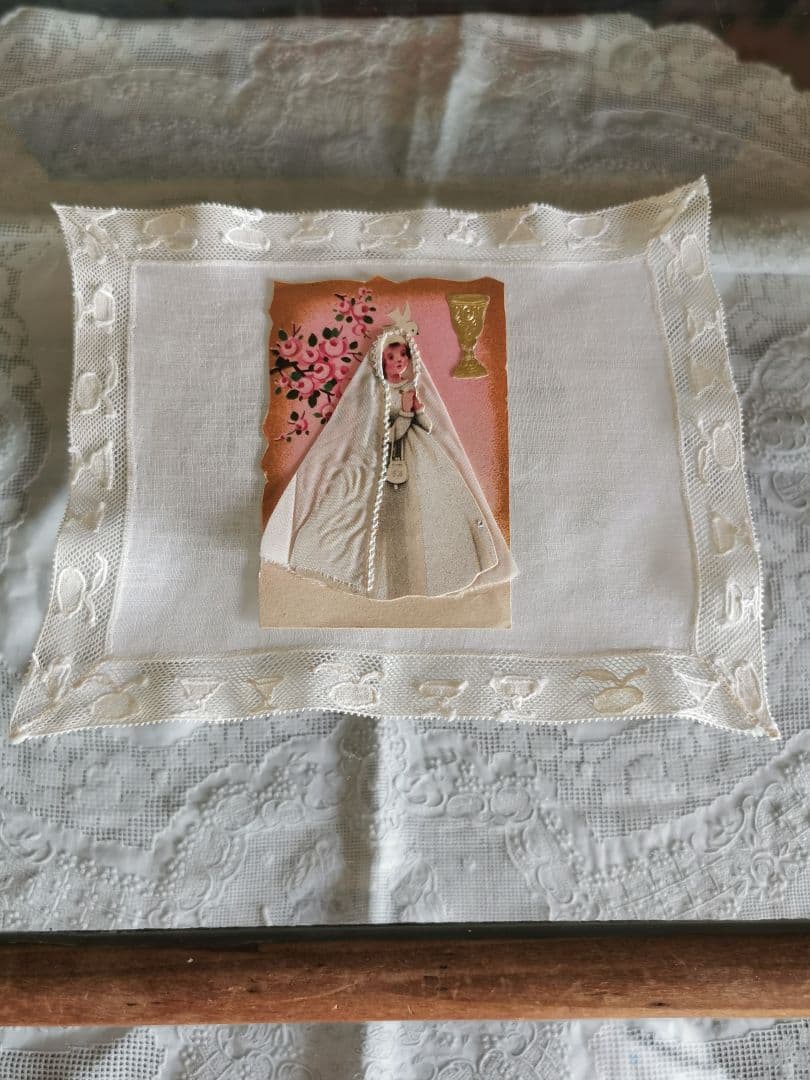 アンティーク カクテルグラス＆ゴブレット＆果実 手刺繍トリム 極薄クロス β