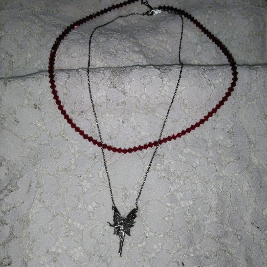 シルバー　925　妖精　フェアリー ペンダント ストーン付　ネックレス　ガーネッ