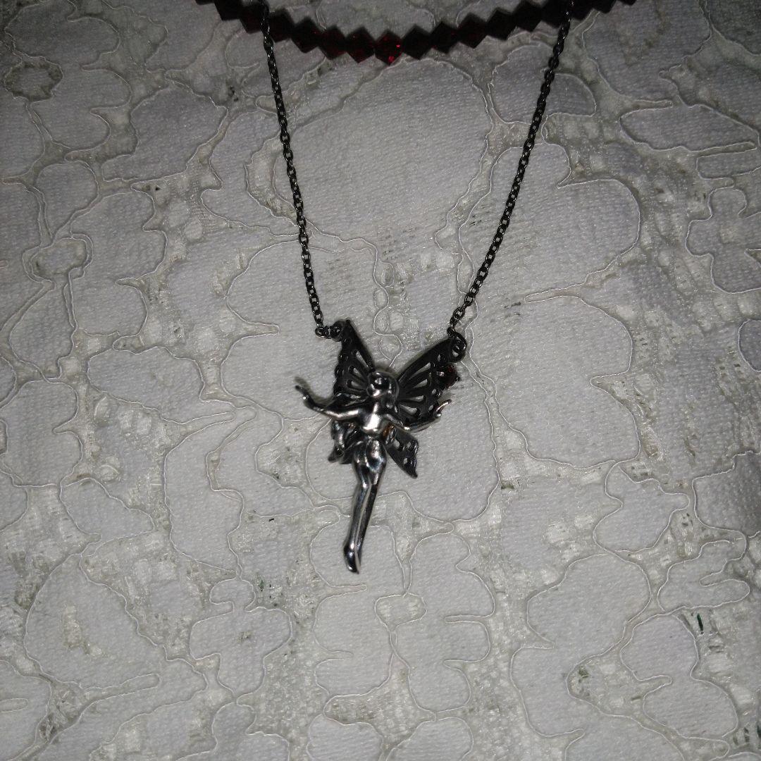 シルバー　925　妖精　フェアリー ペンダント ストーン付　ネックレス　ガーネッ