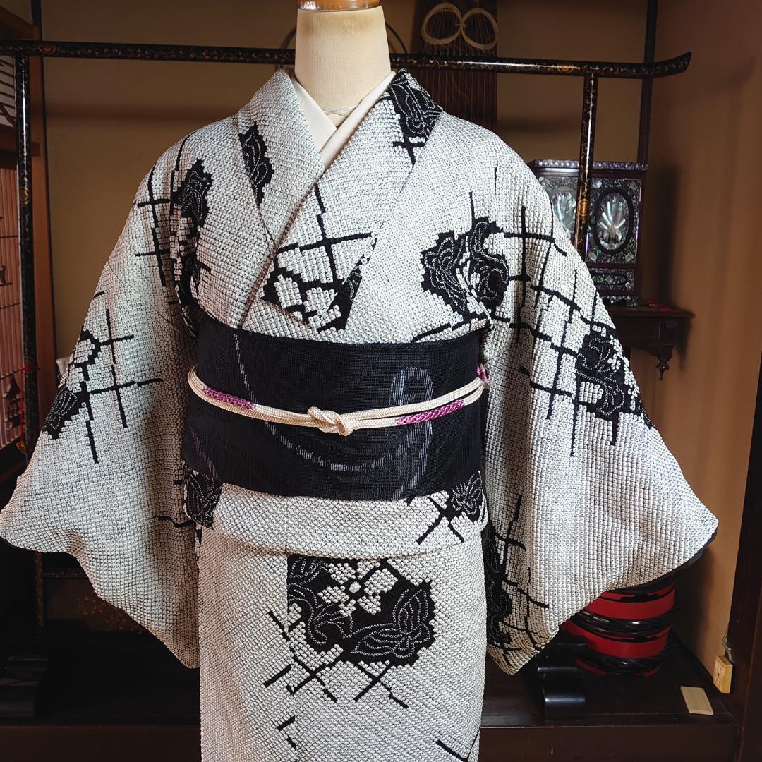 #525 正絹 総絞り小紋 美品【リユース着物】#Letter bee