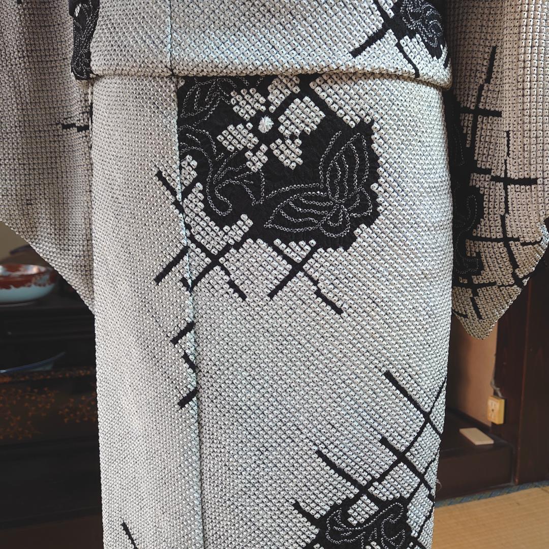 #525 正絹 総絞り小紋 美品【リユース着物】#Letter bee