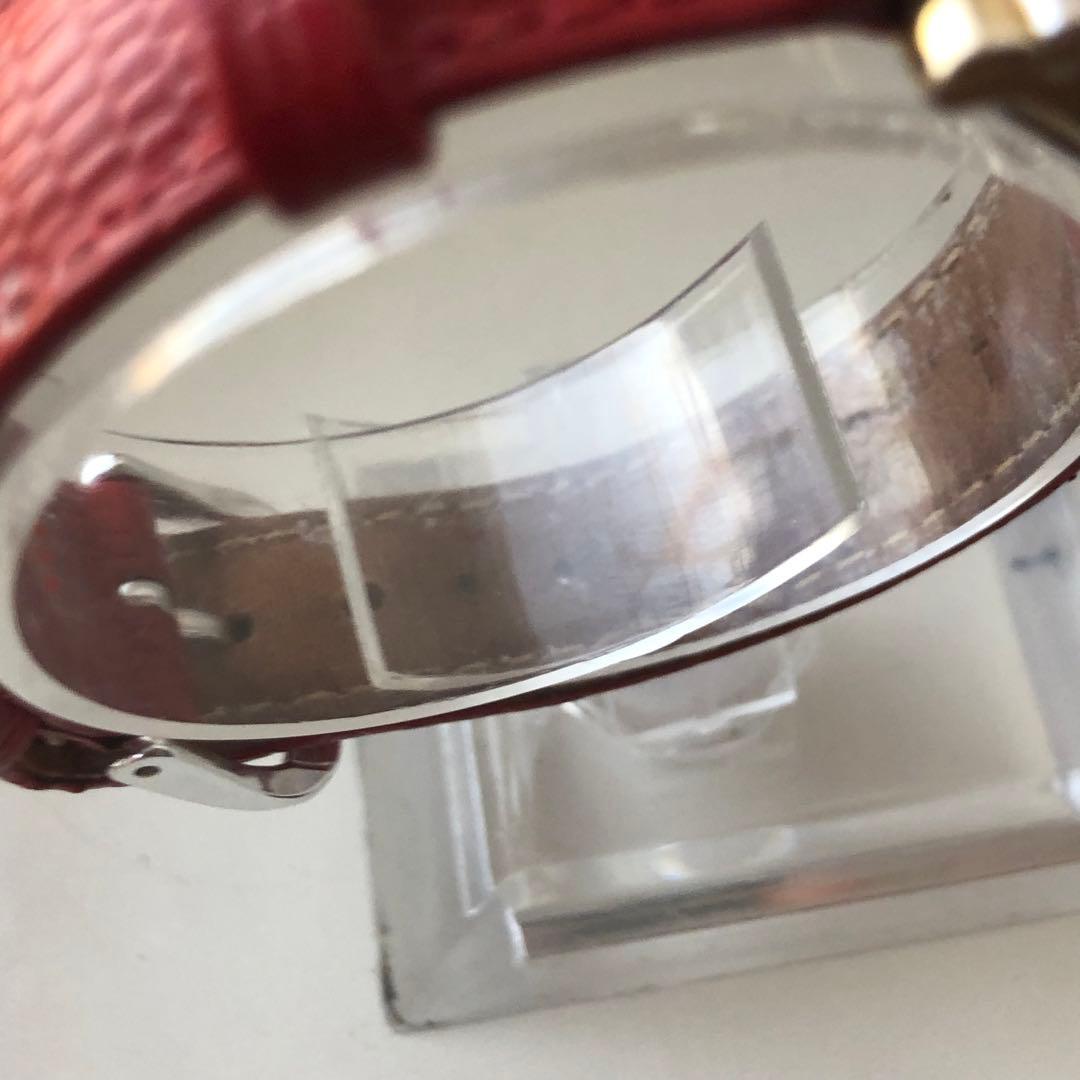 イヴ・サンローラン　レッドレザーベルト アナログ時計 スクエア