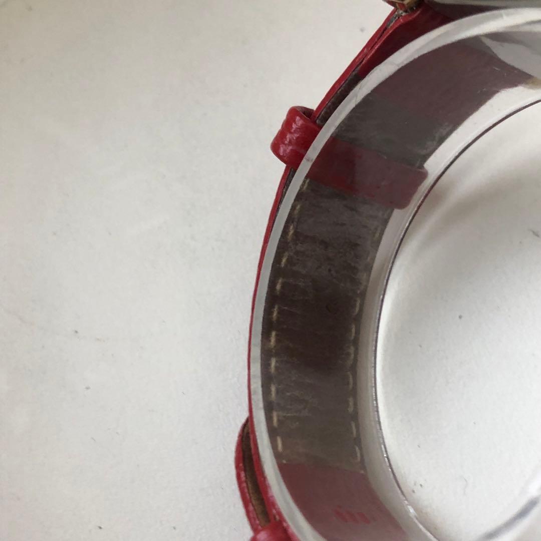 イヴ・サンローラン　レッドレザーベルト アナログ時計 スクエア