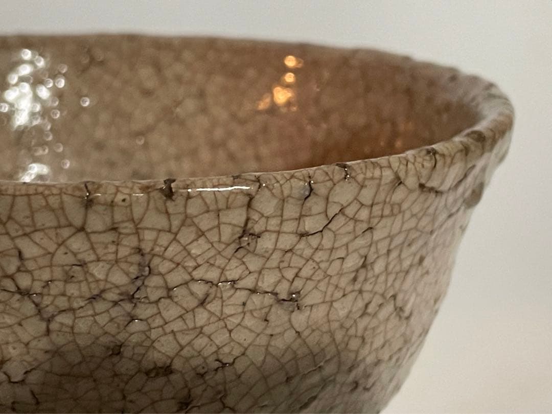 骨董　アンティーク　古萩　萩焼茶碗　久田宗也書付　銘閑庭　書付箱　共箱