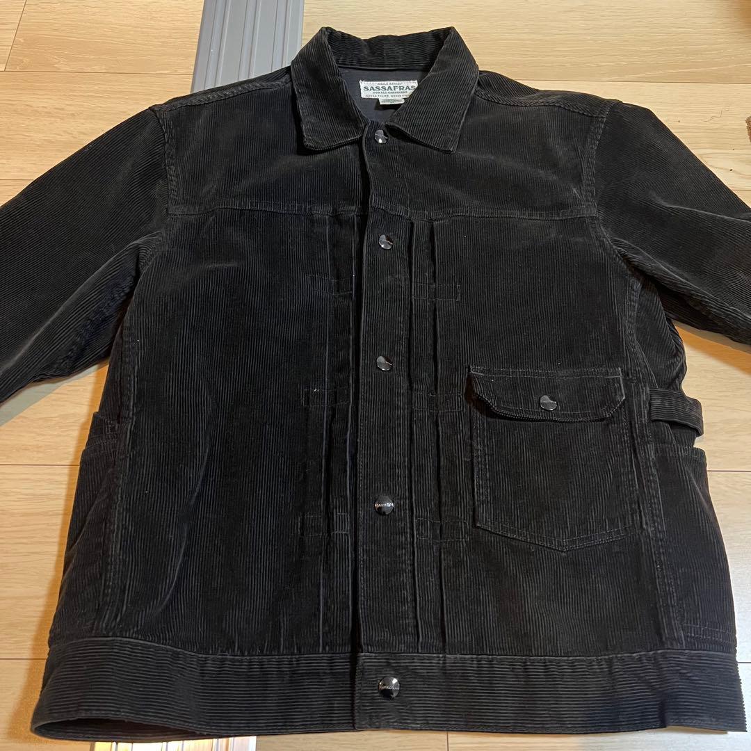 【美品】SASSAFRAS ブラック コーデュロイジャケット