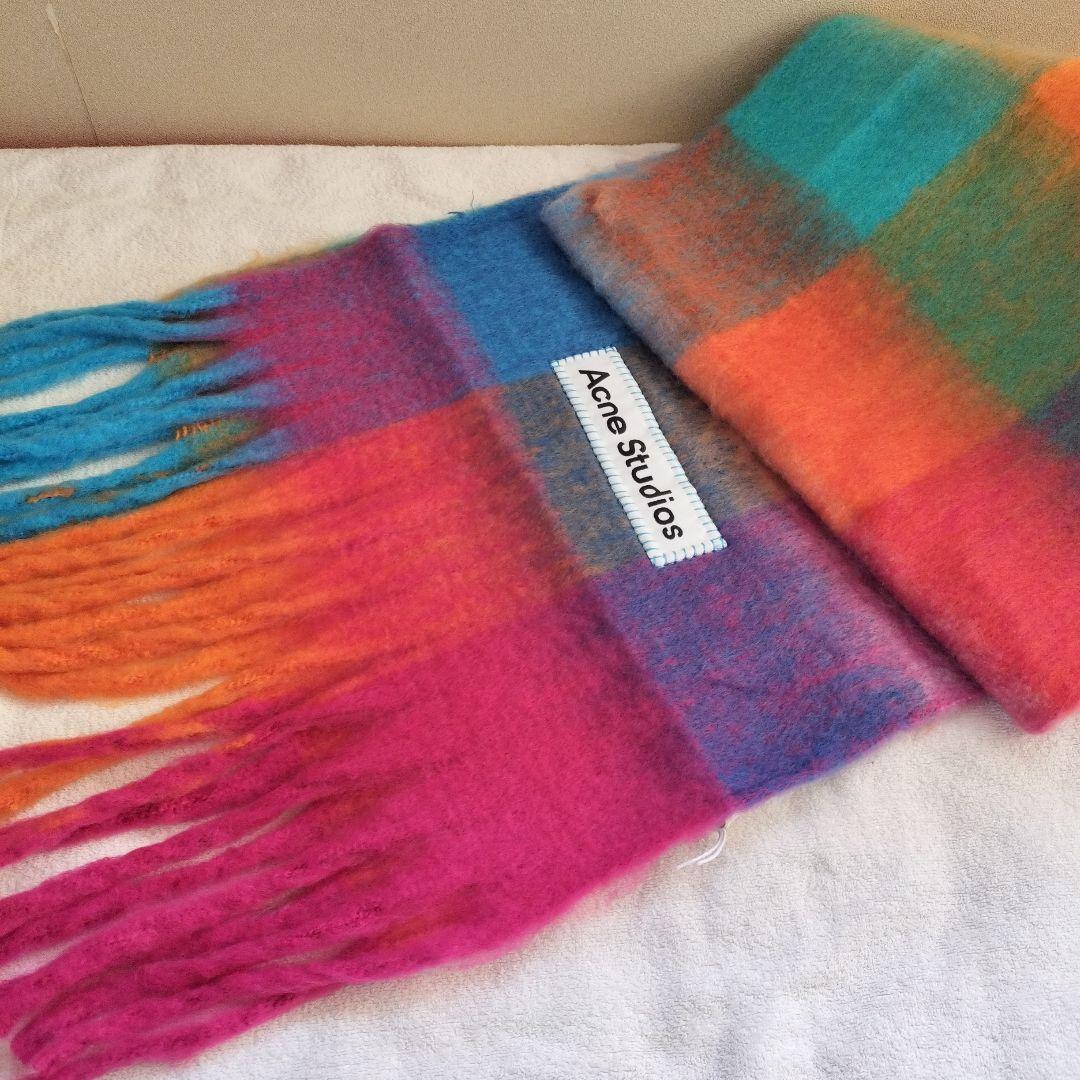 マフラー　Acne Studios モヘアチェックスカーフ