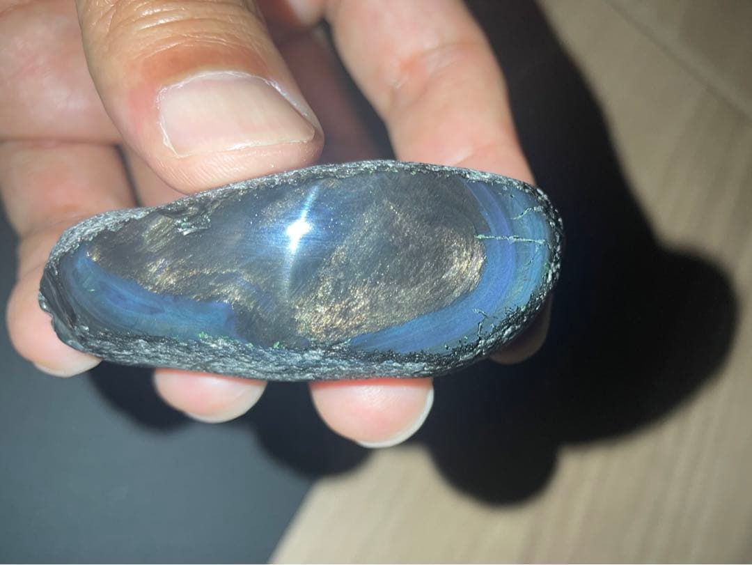 研磨品　十勝石玲瓏　ゴールド、パープル＋ブルーシラー　レインボーオブシディアン