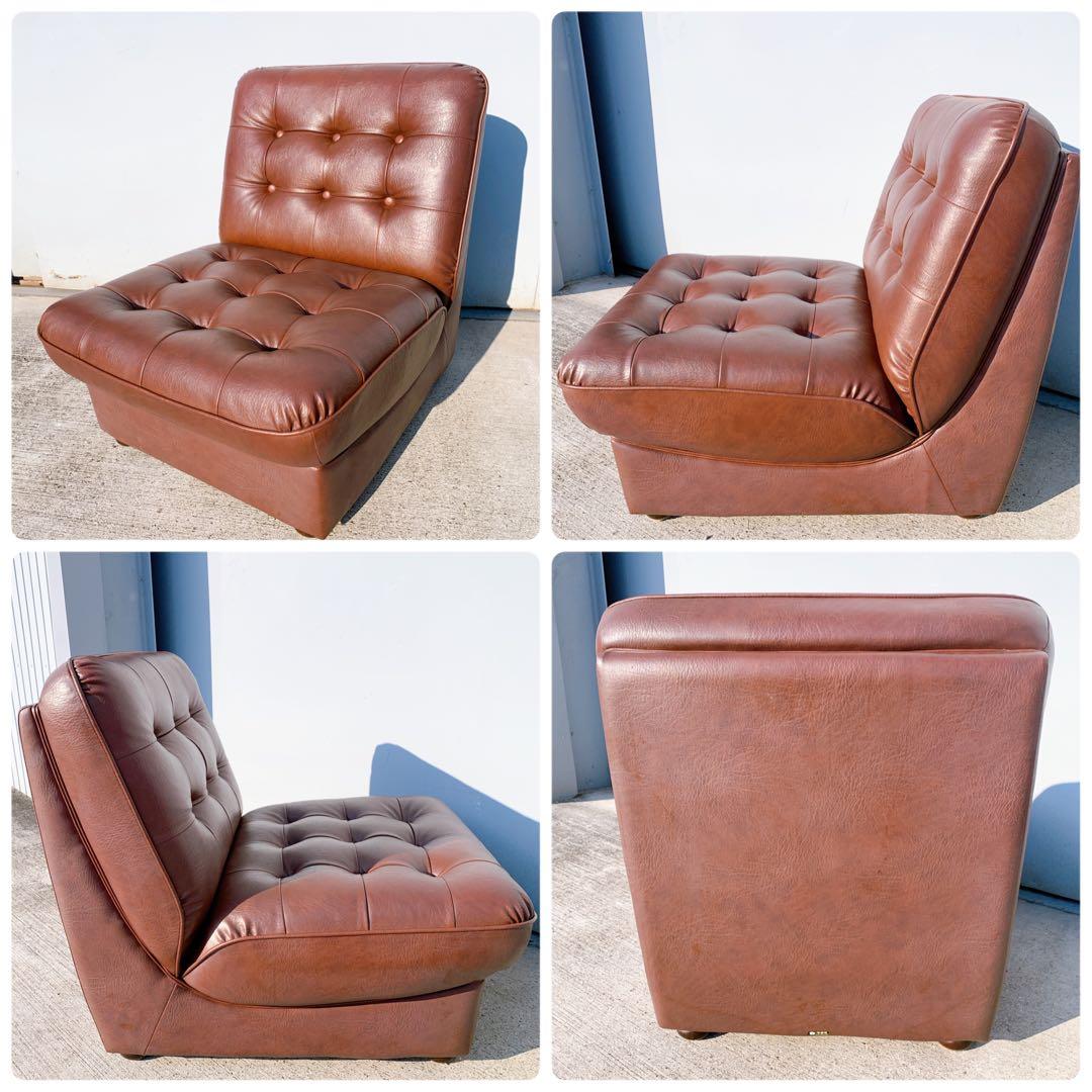 【送料無料】Karimoku カリモク 本革レザー 2人掛けソファ 昭和レトロ