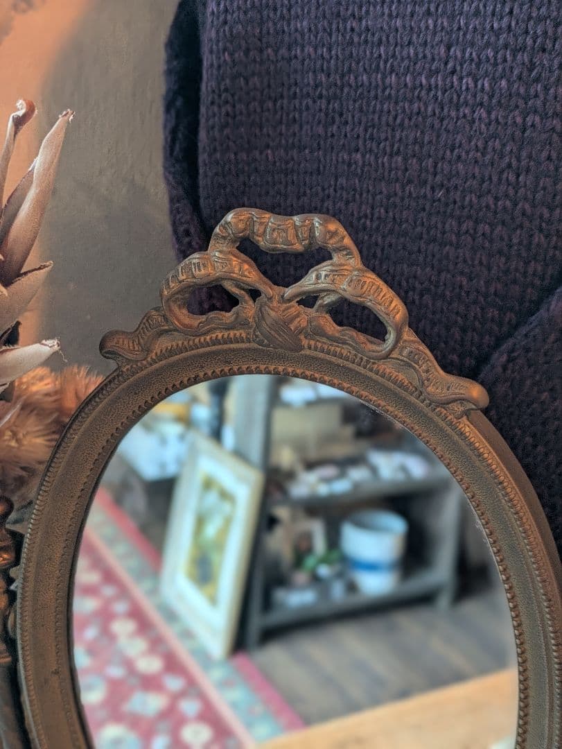 イタリアンビンテージ 真鍮製卓上ミラー
