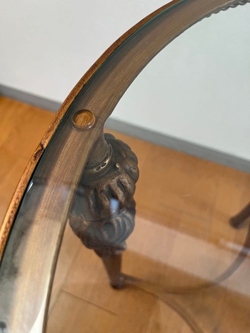 アンティーク調　ガラステーブル　ヴィンテージ　レトロモダン　ヨーロピアン　カフェ