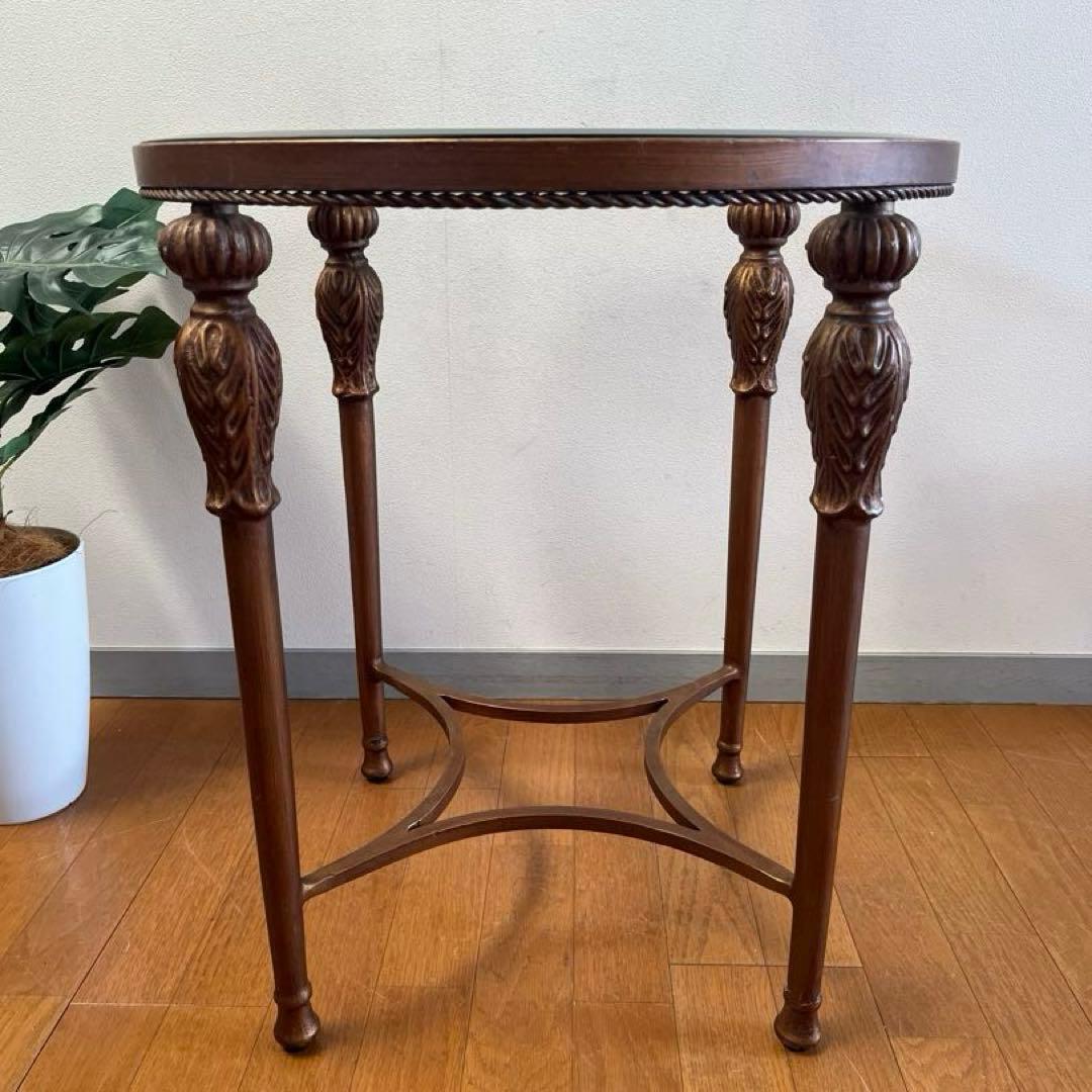 アンティーク調　ガラステーブル　ヴィンテージ　レトロモダン　ヨーロピアン　カフェ