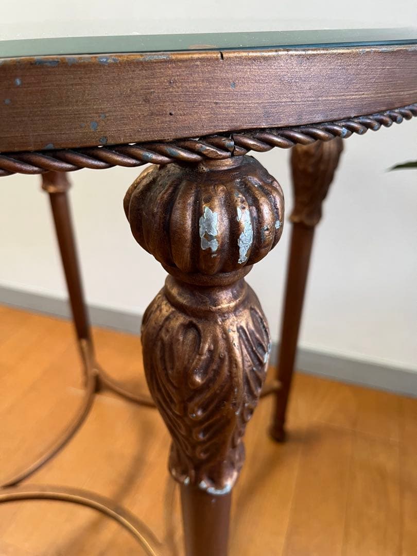 アンティーク調　ガラステーブル　ヴィンテージ　レトロモダン　ヨーロピアン　カフェ