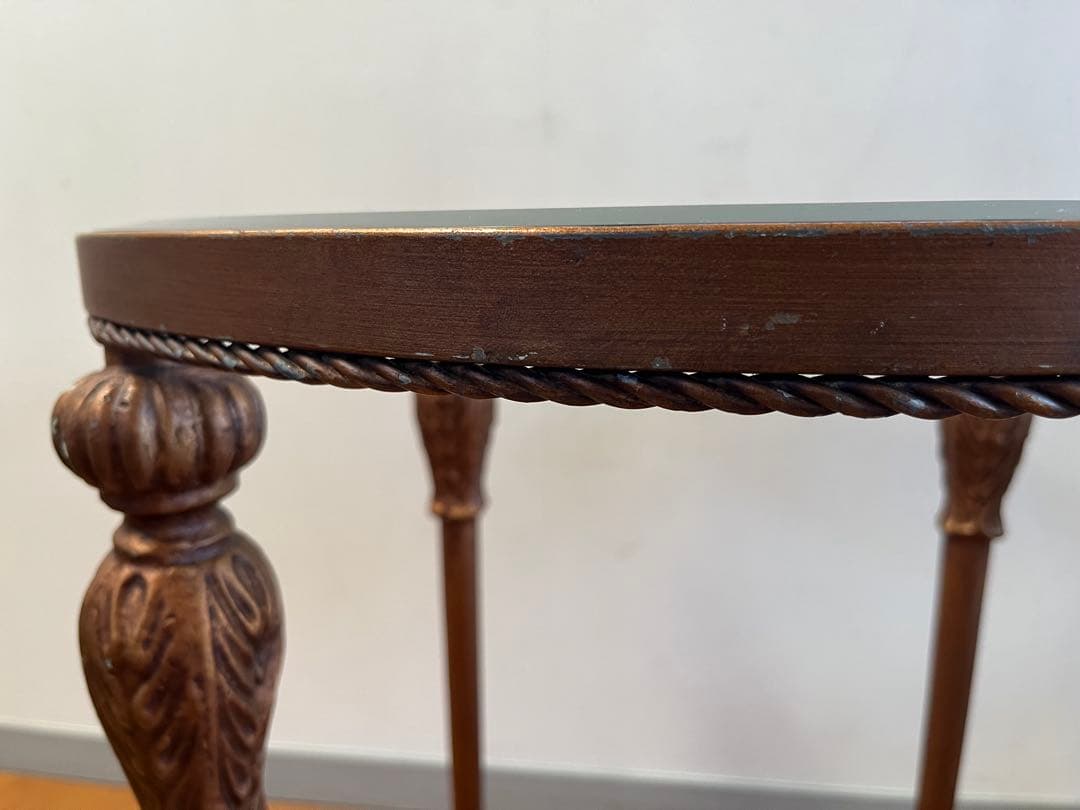 アンティーク調　ガラステーブル　ヴィンテージ　レトロモダン　ヨーロピアン　カフェ