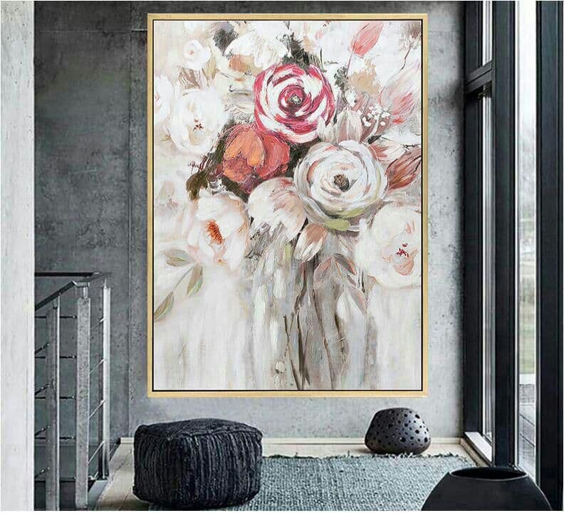 純粋な手描きのヨーロッパの厚い油の質感の抽象的な花