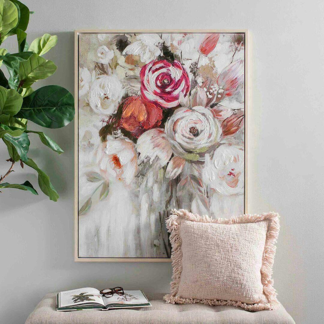 純粋な手描きのヨーロッパの厚い油の質感の抽象的な花