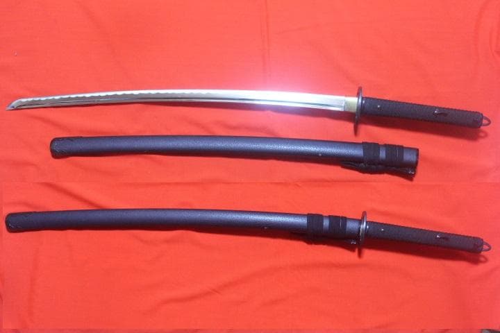 武蔵拵 大刀 二十四代 藤原兼房作 薄刃 栗形付 高級 模造刀 ★中古品