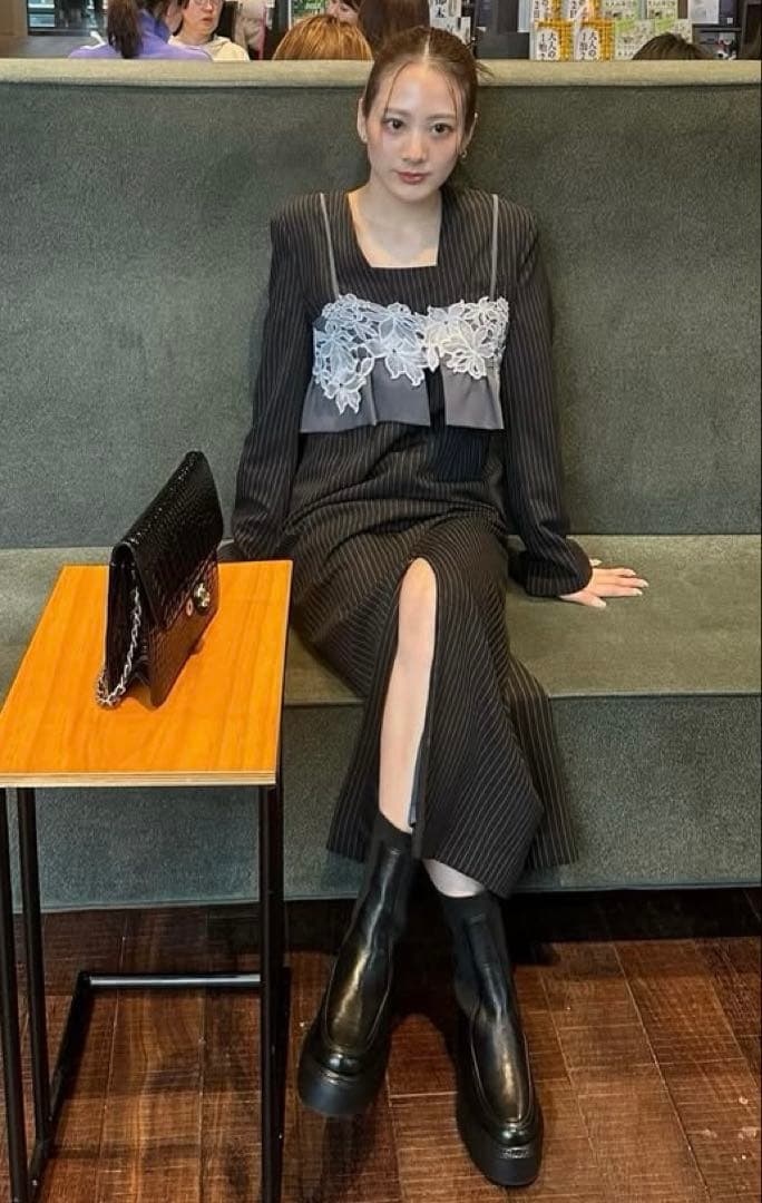 【ANDRESD】 ピンストライプテーラードビスチェドレス お呼ばれドレス