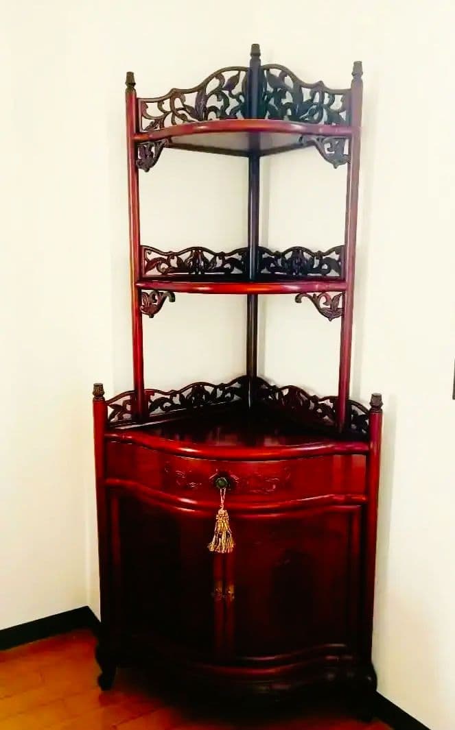 〜momo〜飾棚【シノワズリ】猫脚コーナーキャビネット