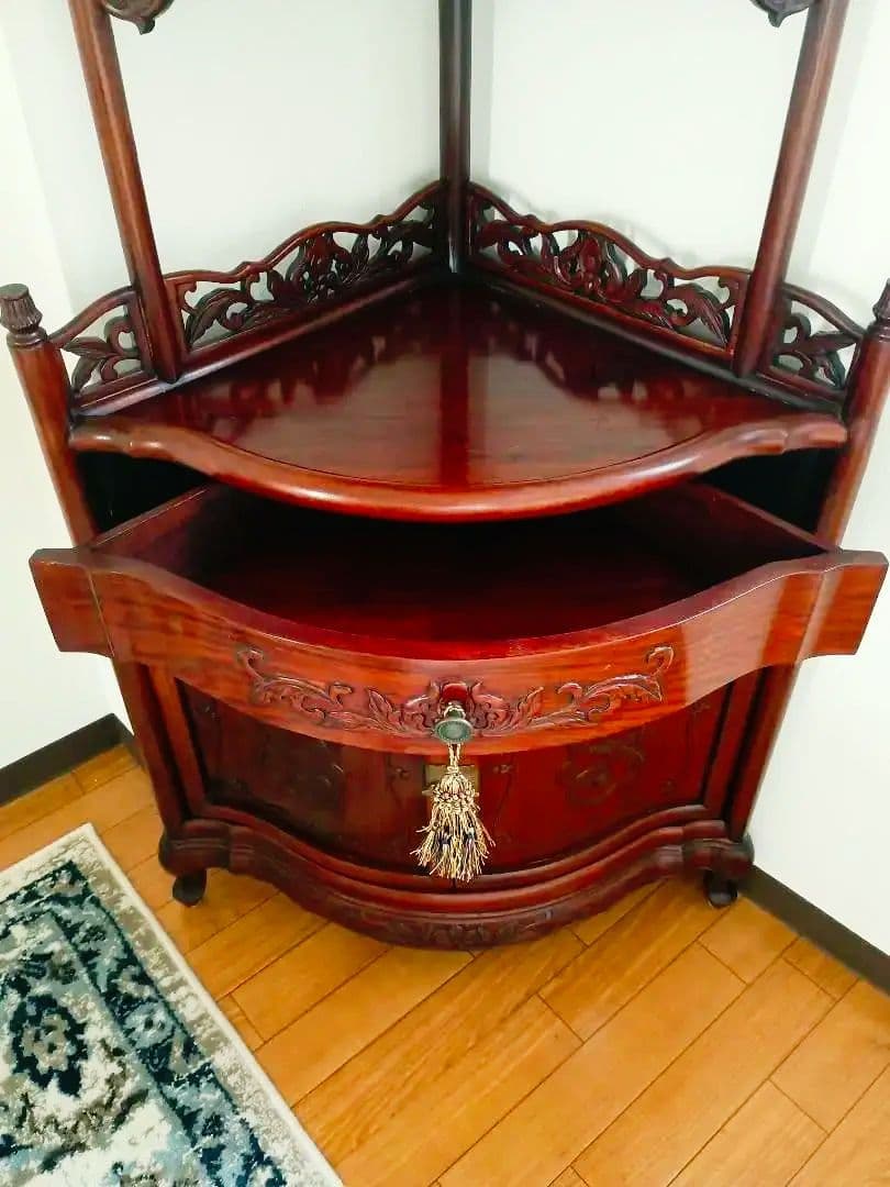 〜momo〜飾棚【シノワズリ】猫脚コーナーキャビネット