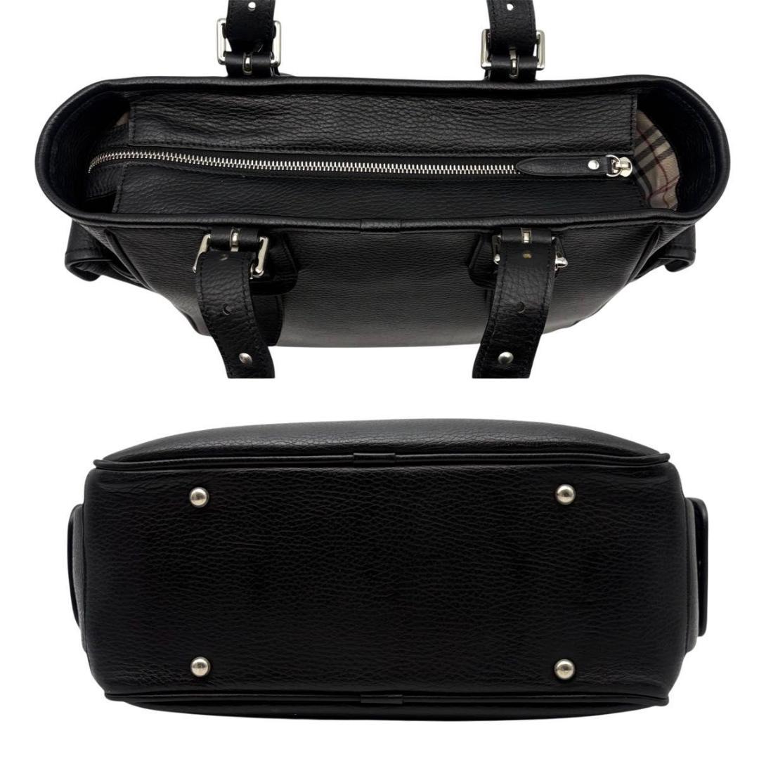 美品 BURBERRY バーバリー ハンドバッグ ノバチェック　レザー　ブラック