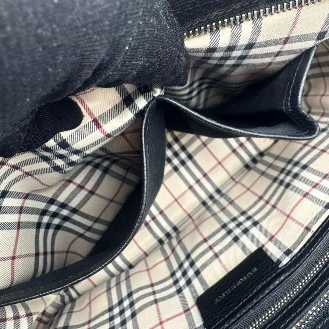 美品 BURBERRY バーバリー ハンドバッグ ノバチェック　レザー　ブラック