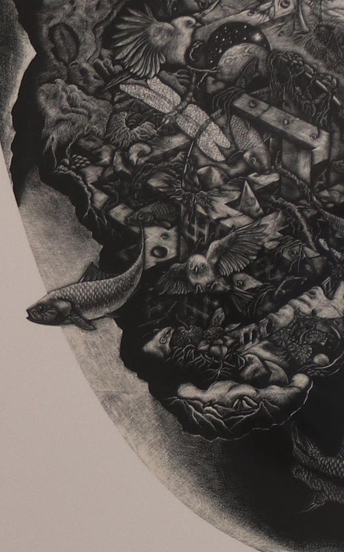 小林敬生　「蘇生の刻・飛翔」小口木版画　約６８×４６ｃｍ　《真作》　ｍｃ