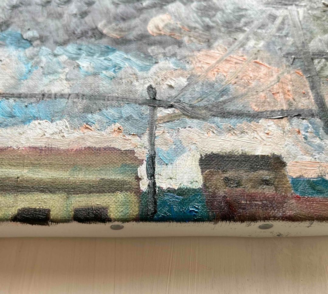 22×27㎝「工場と空」油彩・原画・F3