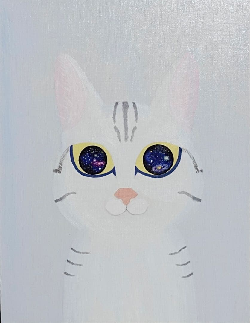 『まる子』　宇宙の目を持つ猫の油絵