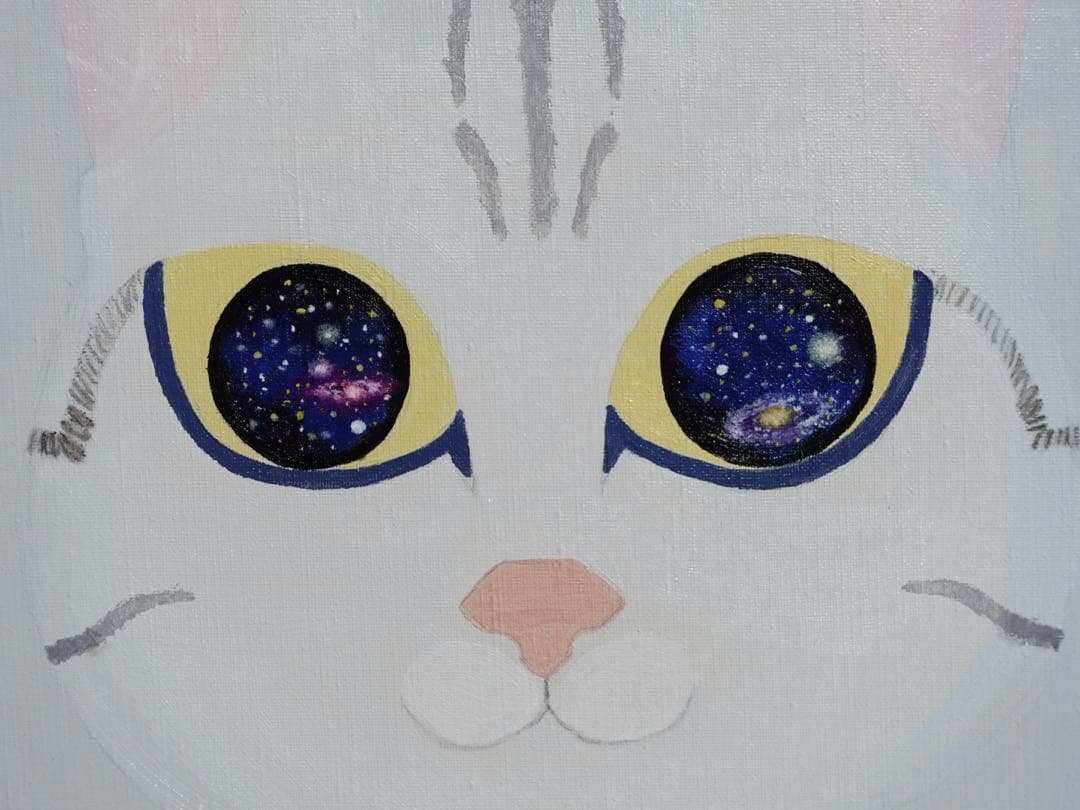 『まる子』　宇宙の目を持つ猫の油絵