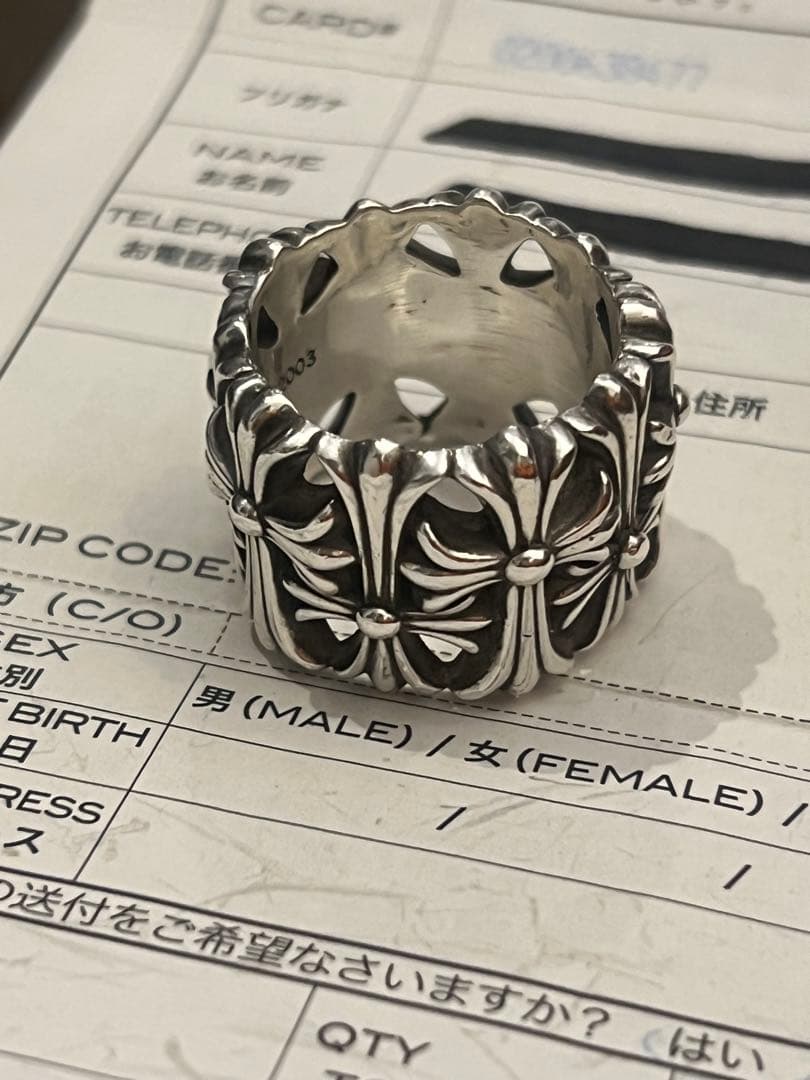 美品　クロムハーツ　セメタリークロスリング　21-21.5号