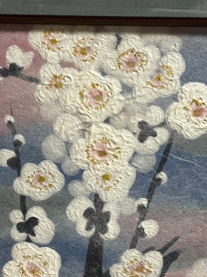 人間国宝　山内一生　小原和紙工芸作家　【白梅】