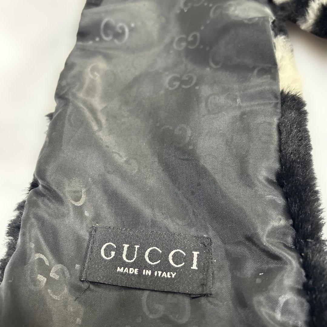 GUCCI ファー マフラー ブラック/ホワイト