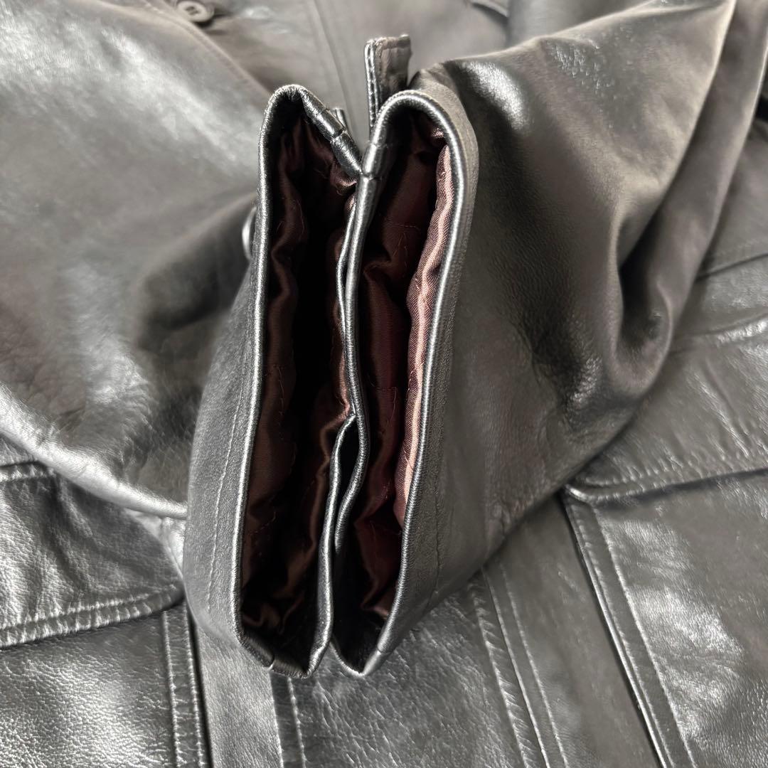 【本革✨】ポールスミス　レザーコート　ラムレザー　羊革　ロング　ブラック　黒