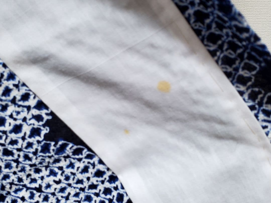 A9 有松鳴海絞り 流れに花模様 藍染 白色 綿 浴衣 着物 06