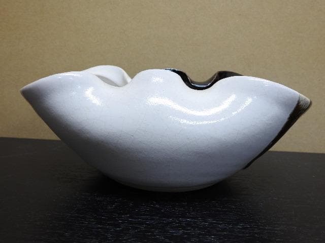 清水卯一　二彩灰皿　共箱　MA１５６