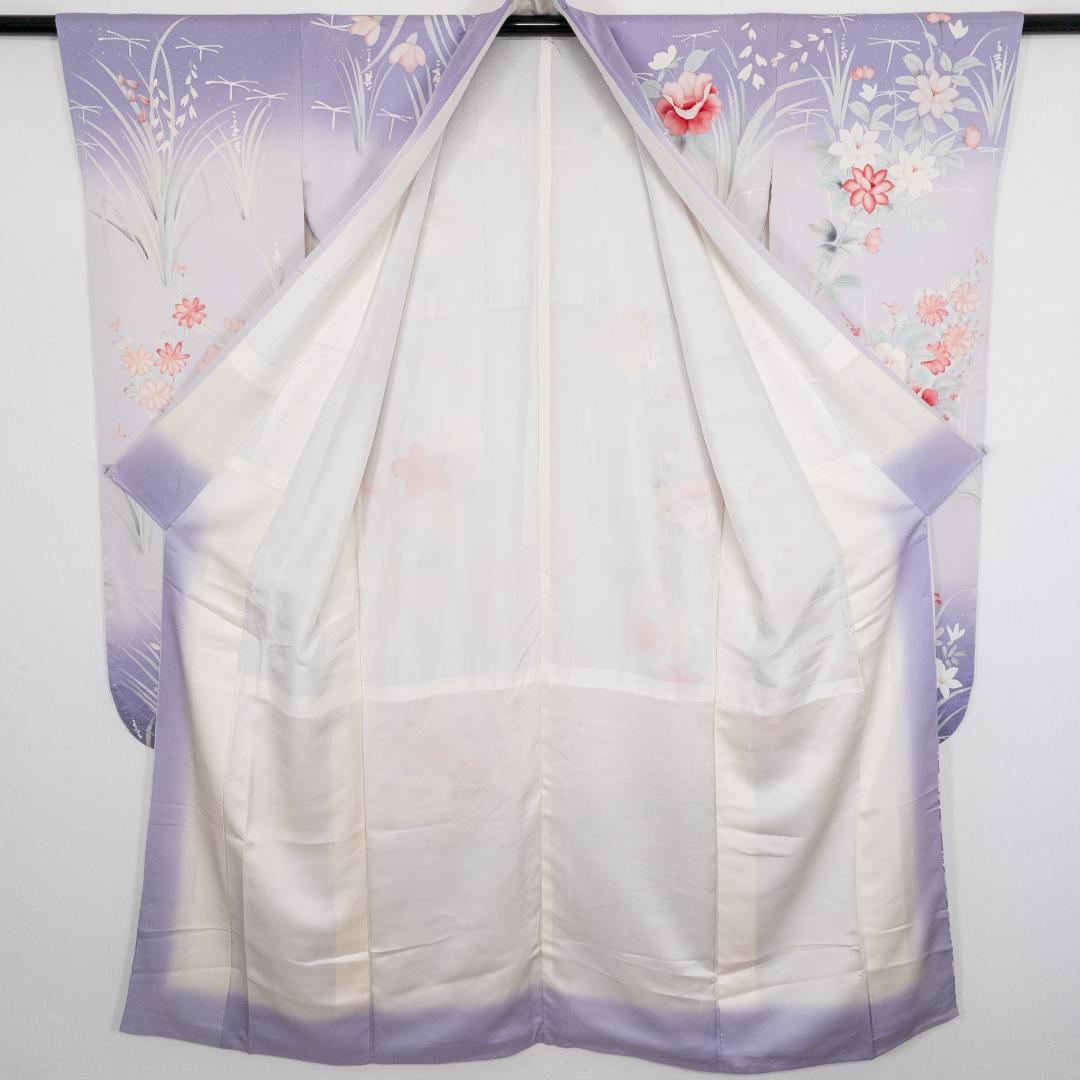 S R7SK1321 振袖+帯 2点セット 花 道長花鳥文 扇 ピンク