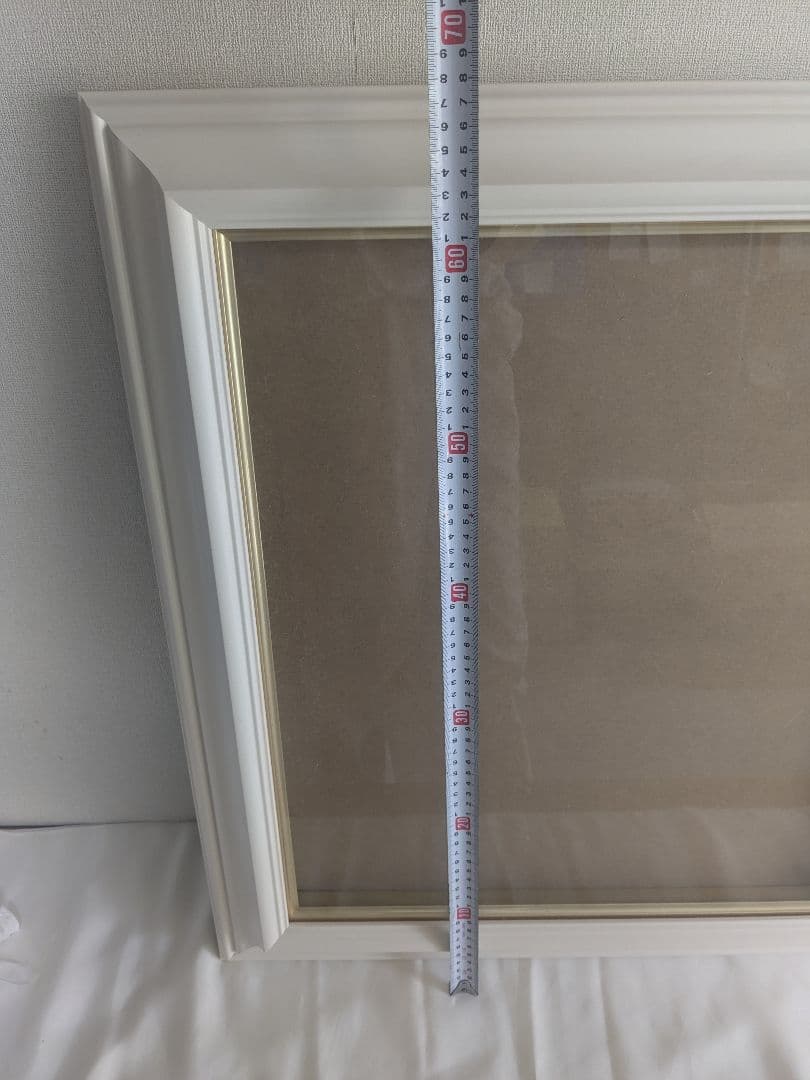 額縁 ホワイト F10 金縁 アクリル付き アンティーク ヴィンテージ