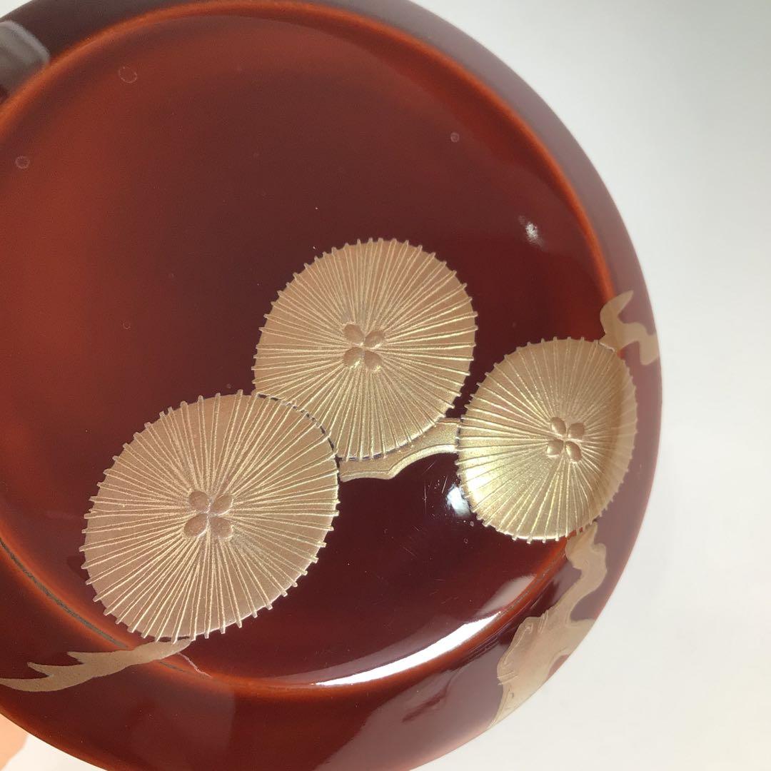 Ｎ８７７　棗　『岡田紫峯作』『溜塗』『松蒔絵』『雪吹棗』　共箱　茶道具