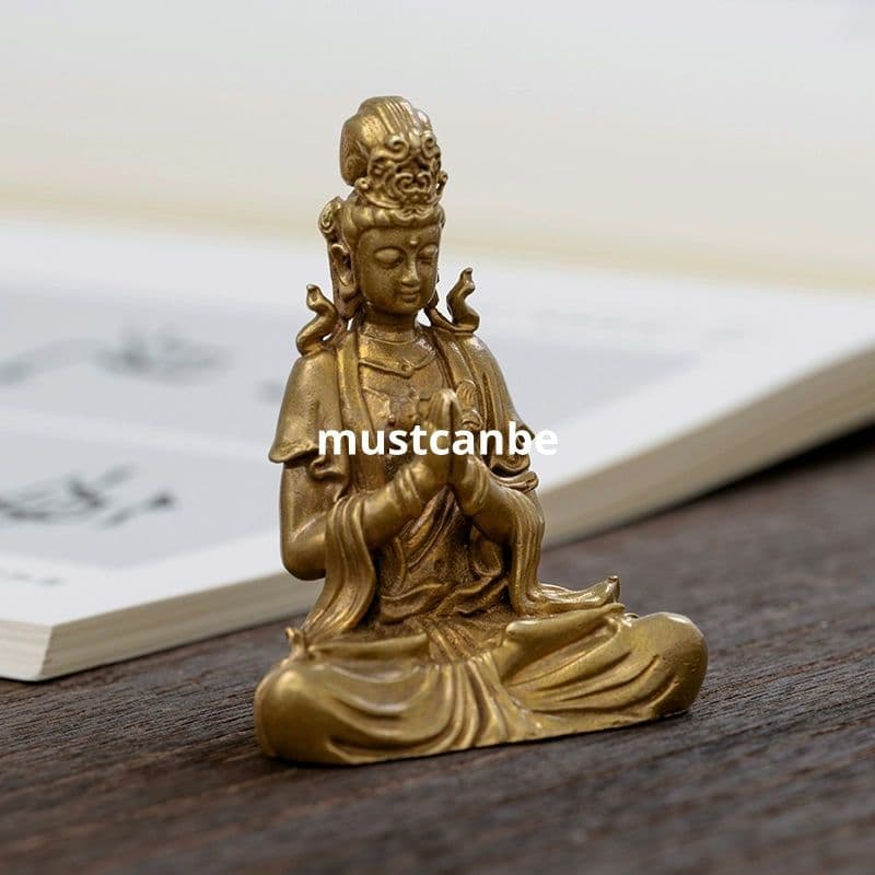 仏教美術 仏像 小仏像 観世音菩薩像 銅製 銅器 工芸品 置物