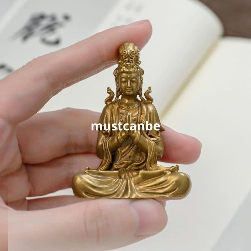 仏教美術 仏像 小仏像 観世音菩薩像 銅製 銅器 工芸品 置物