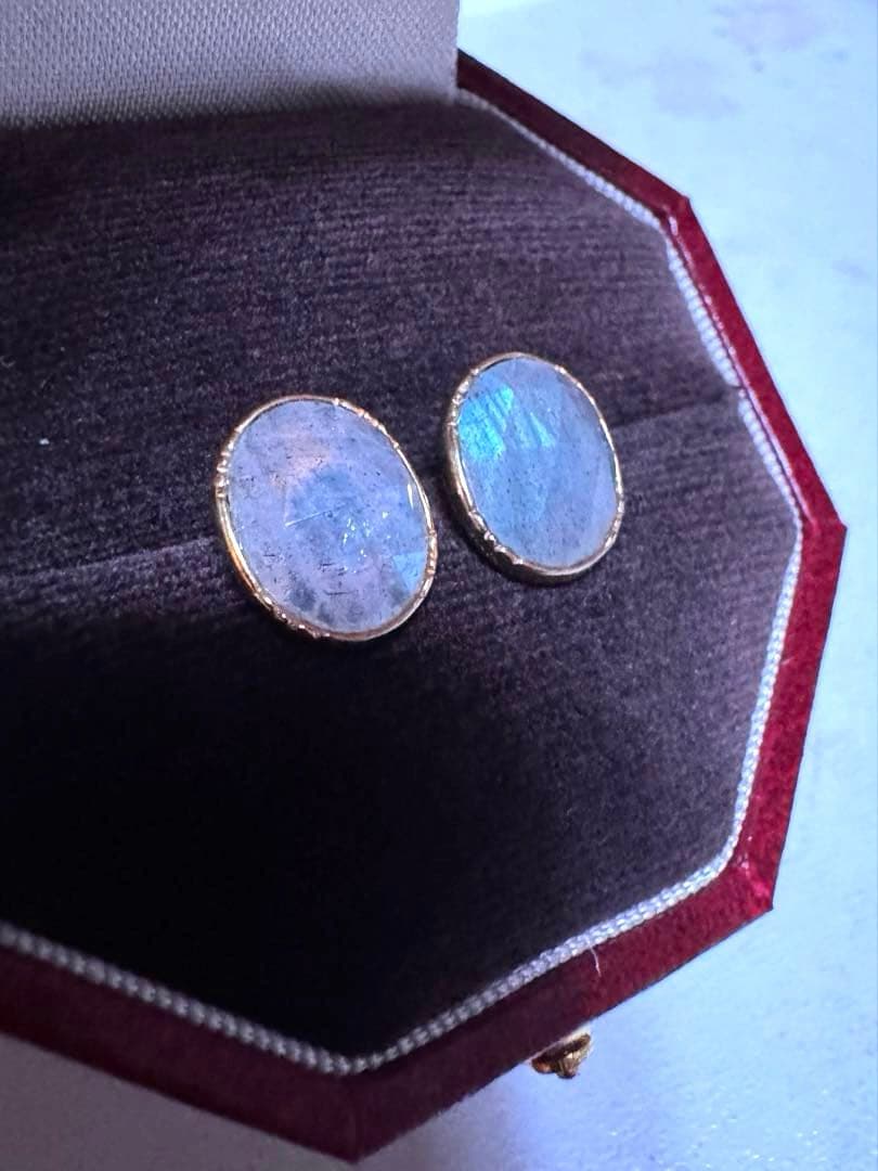 【美品】ageteアガット K10 SVgf大粒 ラブラドライト ピアス