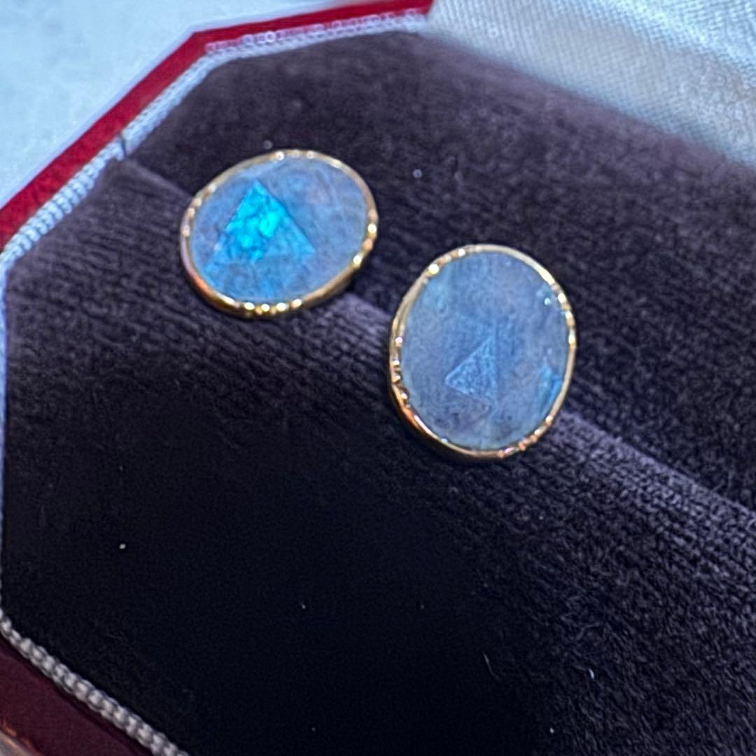 【美品】ageteアガット K10 SVgf大粒 ラブラドライト ピアス