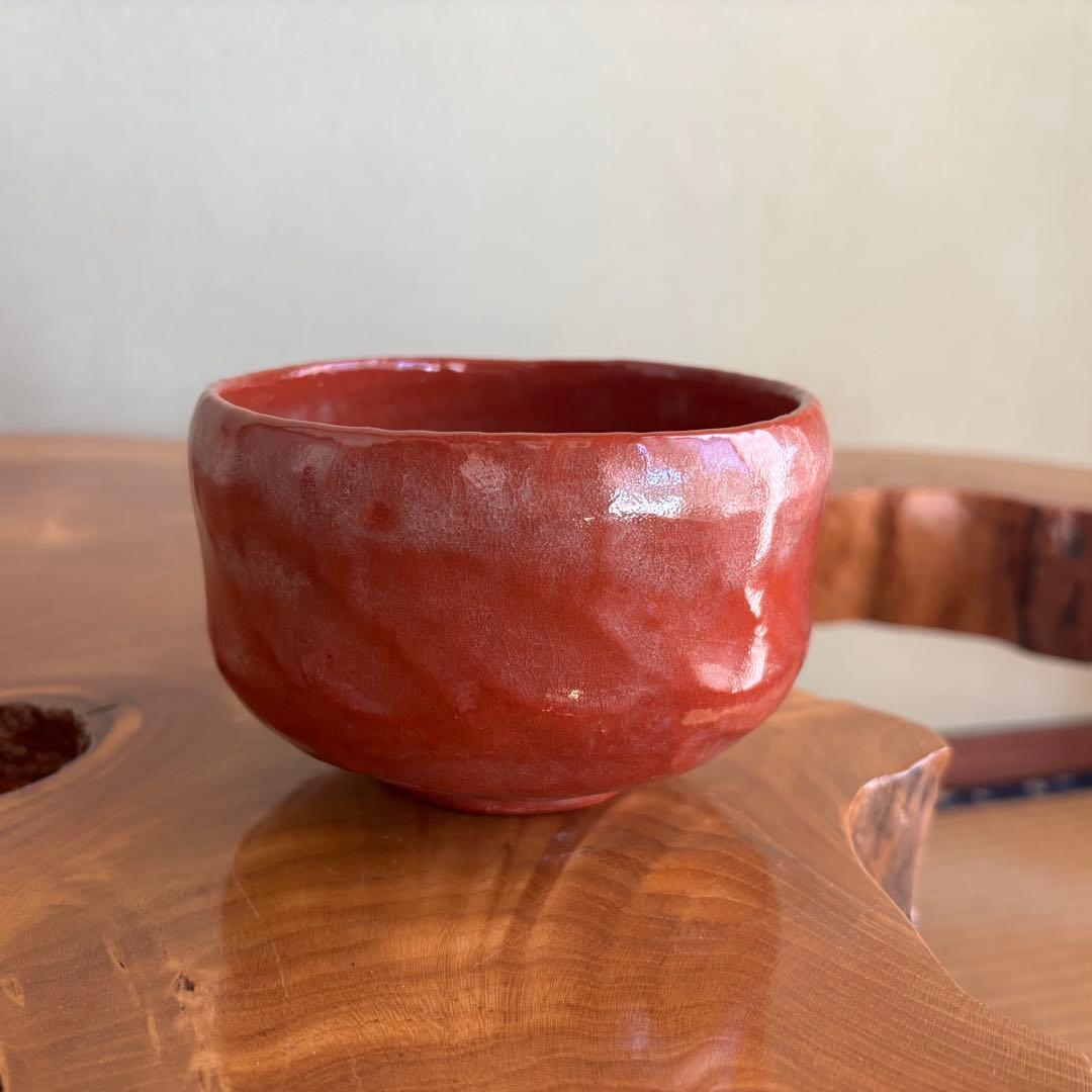 銘「吉祥」松楽造 赤楽茶碗 楽焼 前大徳 方谷豊宗和尚 茶道具　共箱(41)