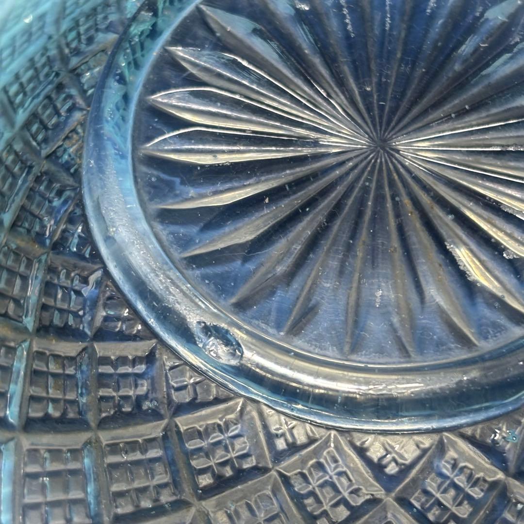 ★明治/大正ガラス！綺麗なブルーに乳白ぼかし小鉢/気泡ガラス/氷コップ/2個！★