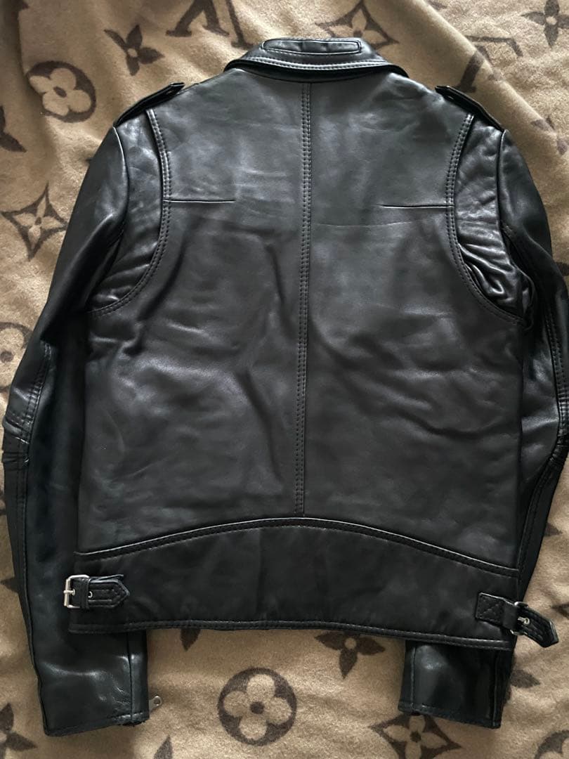 Stud homme L字-ZIP レザー ジャケット ブルゾン ライダース